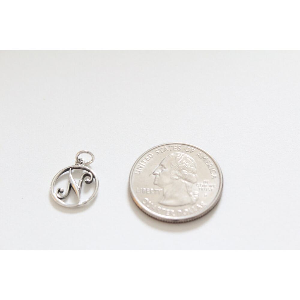 Sterling Silver Rustic Cursive Initial Charm Lett… - image 2